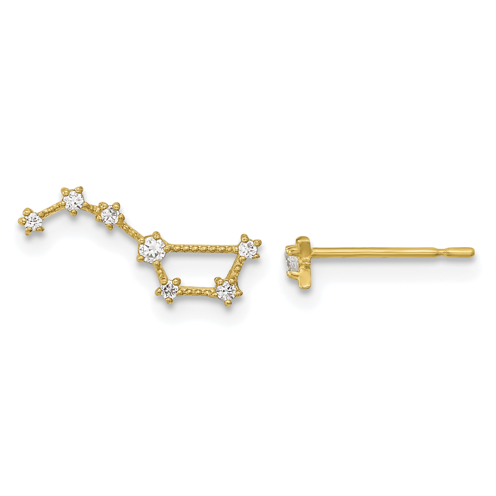 14k Madi K Childrens CZ 1 Stud Star & 1 Little Dipper Post Earrings (SE2550)