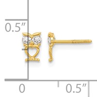 14K Yellow Gold Madi K Owl Earrings with CZ Eyes Screwback Post view 3