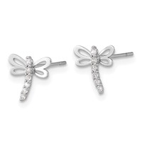 14K White Gold Madi K Polished CZ Dragonfly Post Earrings view 2