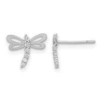 14K White Gold Madi K Polished CZ Dragonfly Post Earrings view 1