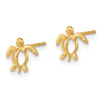 14K Yellow Gold Madi K Sea Turtle Post Earrings view 2