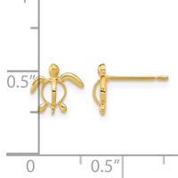14K Yellow Gold Madi K Sea Turtle Post Earrings view 3