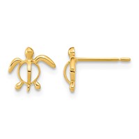 14K Yellow Gold Madi K Sea Turtle Post Earrings view 1
