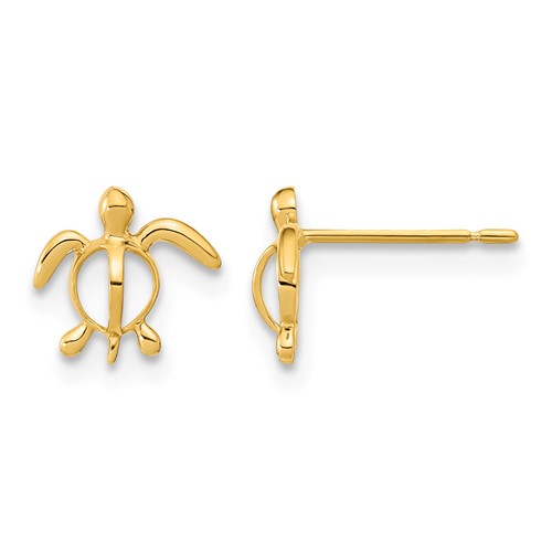14K Yellow Gold Madi K Sea Turtle Post Earrings