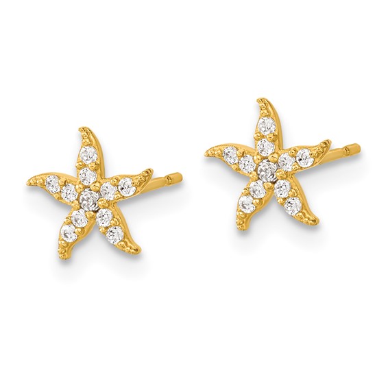 14k Madi K CZ Starfish Childrens Post Earrings