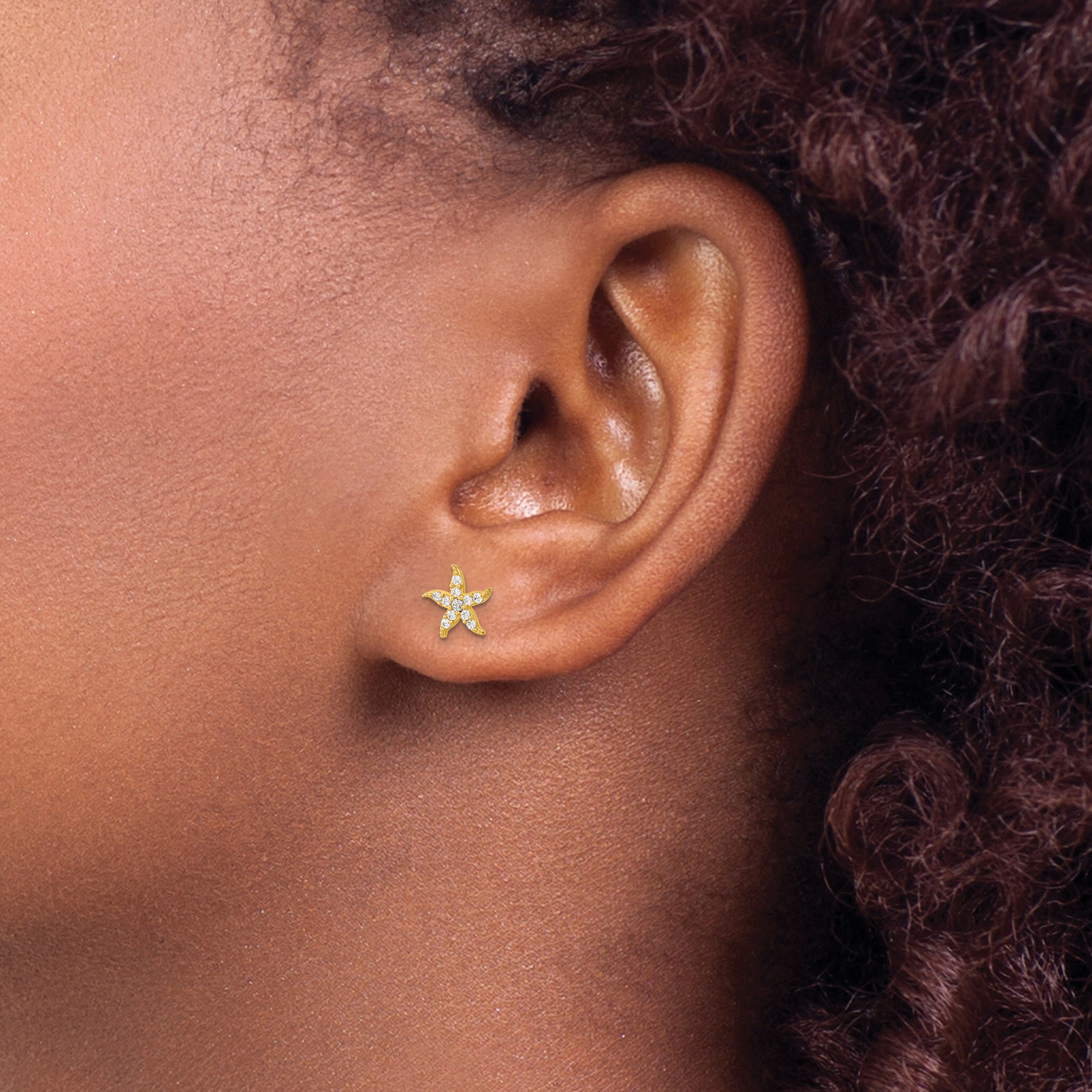14k Madi K CZ Starfish Post Earrings SE2563 product image view 4