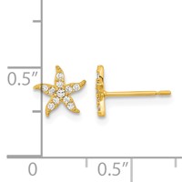 14K Yellow Gold Madi K CZ Starfish Post Earrings view 3