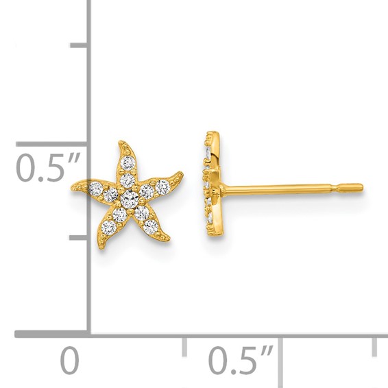 14k Madi K CZ Starfish Childrens Post Earrings