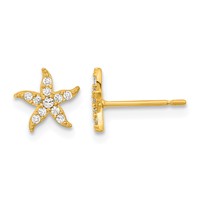 14K Yellow Gold Madi K CZ Starfish Post Earrings view 1