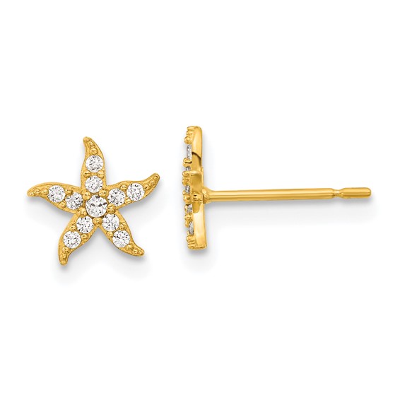 14k Madi K CZ Starfish Childrens Post Earrings