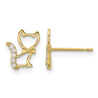 14K Yellow Gold Madi K Kitten Earrings with CZ Tail Post view 1