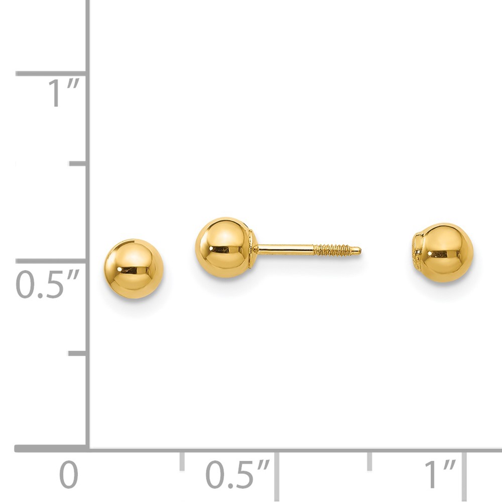 14k Madi K Polished Reversible 4mm Ball Earrings (SE258)