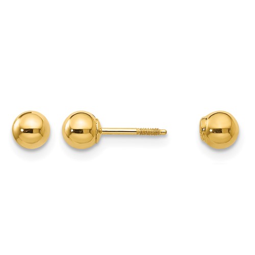 14K Yellow Gold Madi K Polished Reversible 4mm Ball Screwback Post Earrings