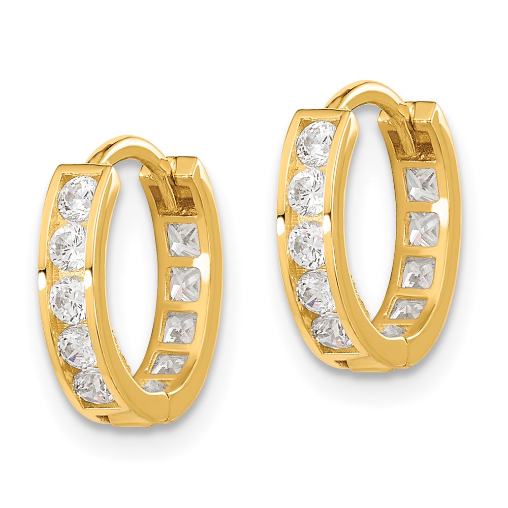 14k Madi K Round/Square CZ Reversible Hinged Hoop Earrings (SE2581)