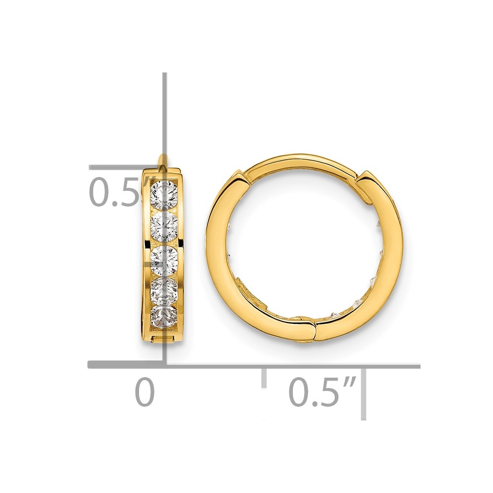 14k Madi K Round/Square CZ Reversible Hinged Hoop Earrings (SE2581)