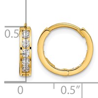 14K Yellow Gold Madi K Round Square CZ Reversible 2.5x 12mm Hinged Hoop Earrings view 3