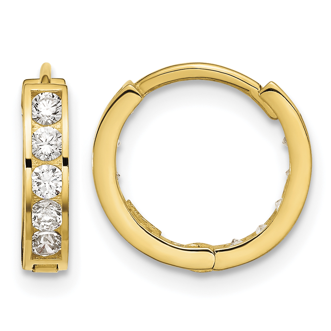 14k Madi K Round/Square CZ Reversible Hinged Hoop Earrings (SE2581)