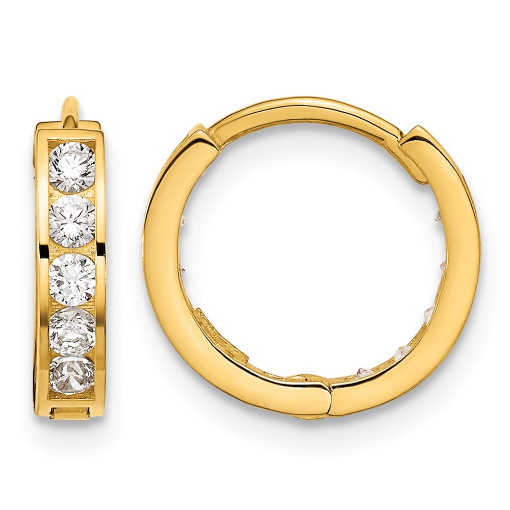 14k Madi K Round/Square CZ Reversible Hinged Hoop Earrings (SE2581)