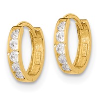 14K Madi K CZ 2x9mm Hinged Hoop Earrings view 2
