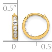 14K Madi K CZ 2x9mm Hinged Hoop Earrings view 3
