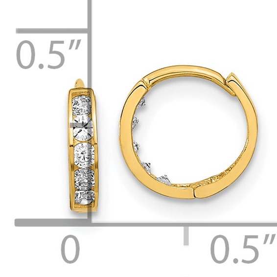14k Madi K CZ 2x9mm Hinged Hoop Earrings