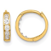 14K Madi K CZ 2x9mm Hinged Hoop Earrings view 1