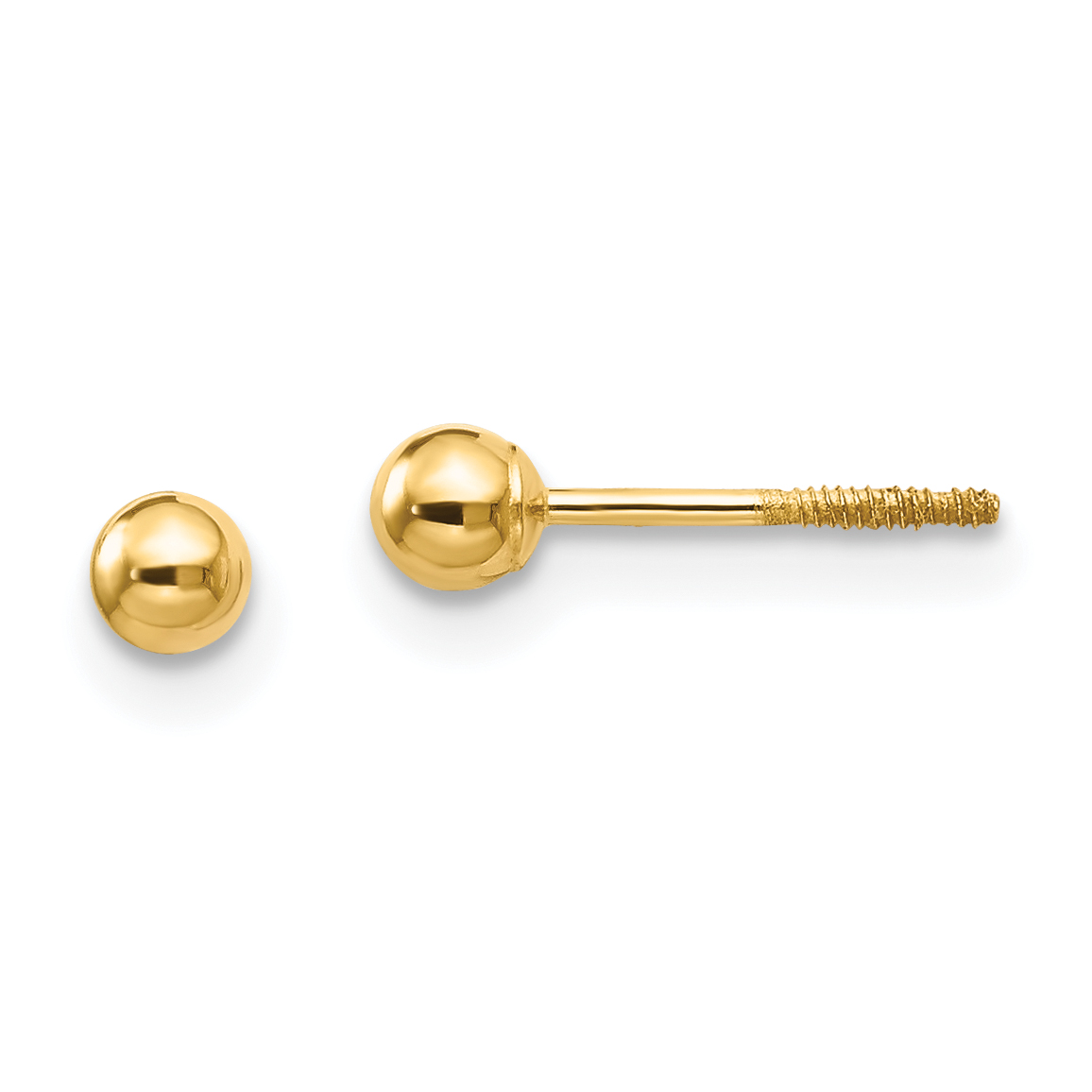 14k Madi K Polished 3mm Ball Screwback Earrings (SE259)