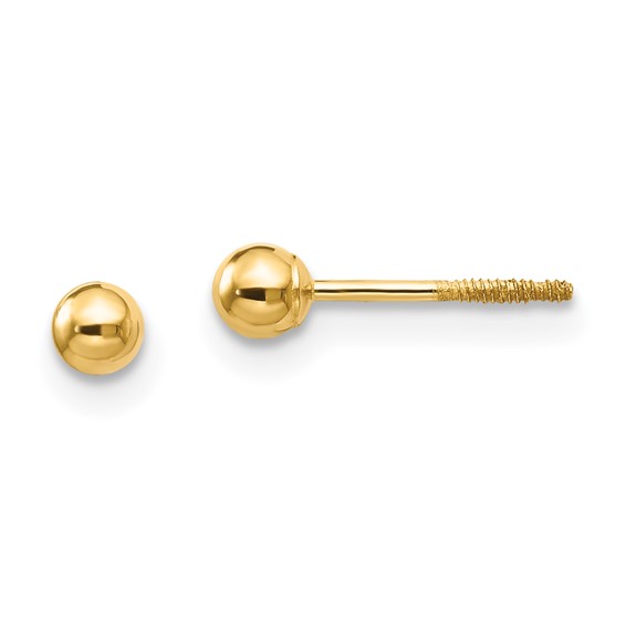 Gold Screrwback Ball Earrings