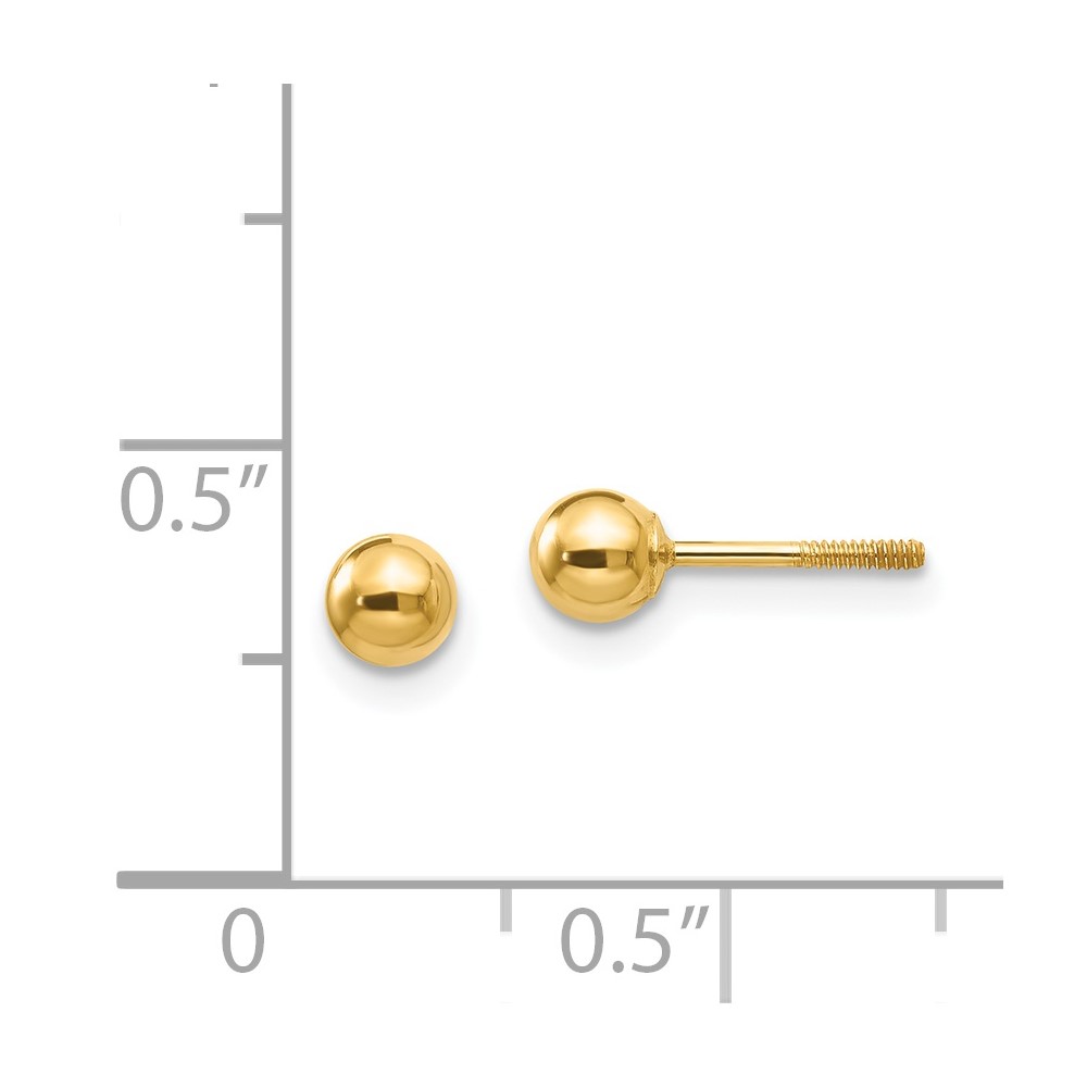 14k Madi K Polished 4mm Ball Screwback Earrings (SE261)