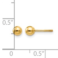 14K Yellow Gold Madi K Polished 4mm Ball Screwback Post Earrings view 4