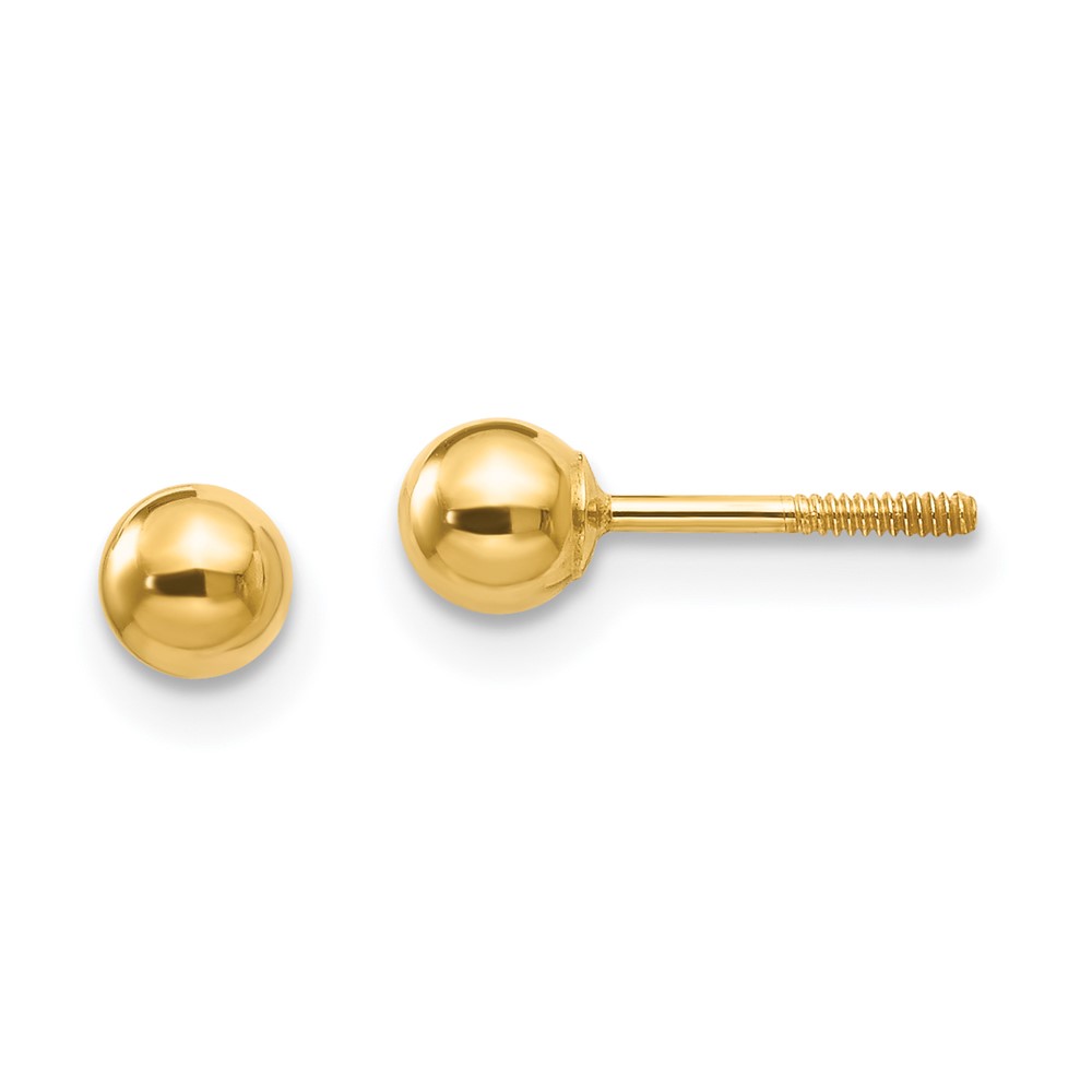 14k Madi K Polished 4mm Ball Screwback Earrings (SE261)