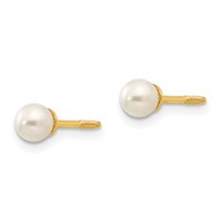 14K Yellow Gold Madi K Reversible 3-4mm White Round Freshwater Cultured Pearl and Bead Screwback Post Earrings view 2