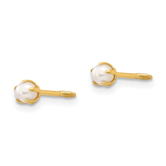14k Madi K Reversible 2-3mm White Round Freshwater Cultured Pearl and Bead Screwback Post Earrings