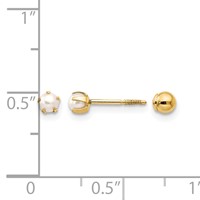 14K Yellow Gold Madi K Reversible 2-3mm White Round Freshwater Cultured Pearl and Bead Screwback Post Earrings view 4