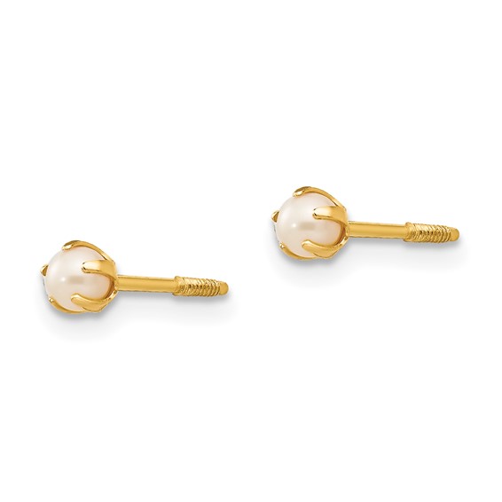 14k Madi K 2-3mm White Round Freshwater Cultured Pearl Screwback Post Earrings