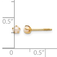 14K Yellow Gold Madi K 2-3mm White Round Freshwater Cultured Pearl Screwback Post Earrings view 4