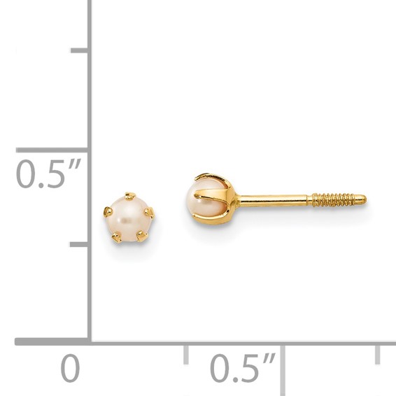 14k Madi K 2-3mm White Round Freshwater Cultured Pearl Screwback Post Earrings