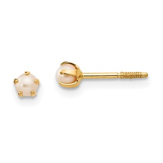 14k Madi K 2-3mm White Round Freshwater Cultured Pearl Screwback Post Earrings
