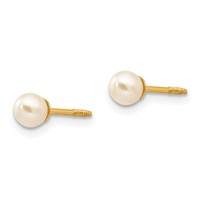 14K Yellow Gold Madi K 3-4mm White Round Freshwater Cultured Pearl Screwback Post Earrings view 2