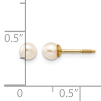 14K Yellow Gold Madi K 3-4mm White Round Freshwater Cultured Pearl Screwback Post Earrings view 4