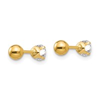 14K Yellow Gold Madi K Polished Reversible 4mm CZ and Ball Post Screwback Earrings view 4
