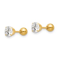 14K Yellow Gold Madi K Polished Reversible 5mm CZ and Ball Post Screwback Earrings view 2