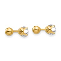 14K Yellow Gold Madi K Polished Reversible 5mm CZ and Ball Post Screwback Earrings view 4