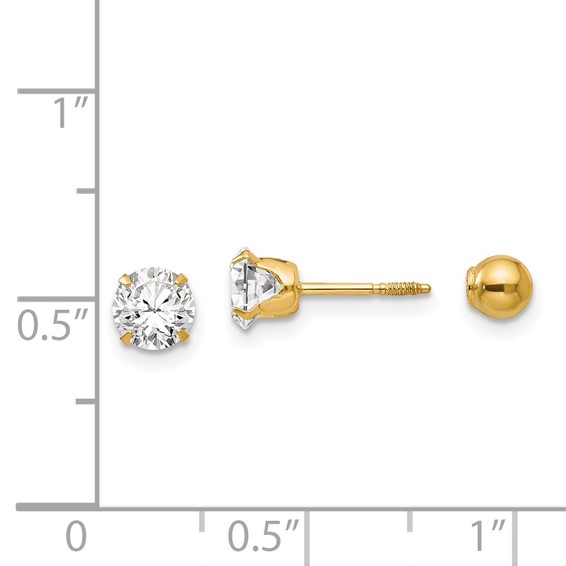 Madi K ® Polished Reversible CZ & Ball Earrings