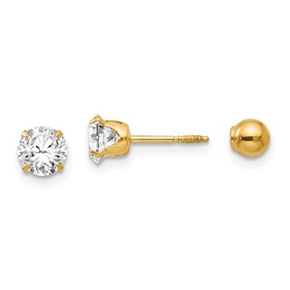 Madi K ® Polished Reversible CZ & Ball Earrings