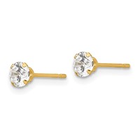 14K Yellow Gold Madi K 4mm Round CZ Post Earrings view 2