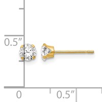 14K Yellow Gold Madi K 4mm Round CZ Post Earrings view 4