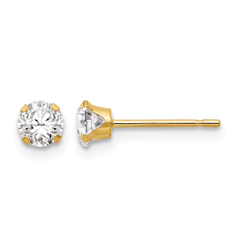 14K Yellow Gold Madi K 4mm Round CZ Post Earrings