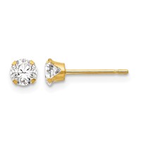 14K Yellow Gold Madi K 4mm Round CZ Post Earrings view 1