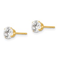 14K Yellow Gold Madi K 5mm Round CZ Post Earrings view 2